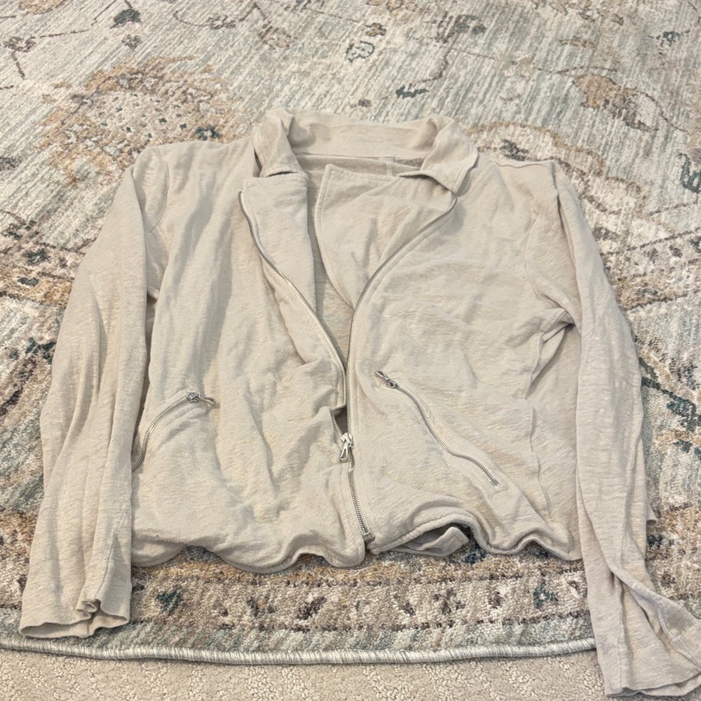 Women's Cream, soft T-shirt material motto Jacket